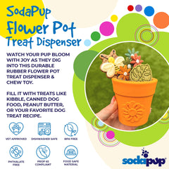 SodaPup Flower Pot in use with food for slow feeding and engagement