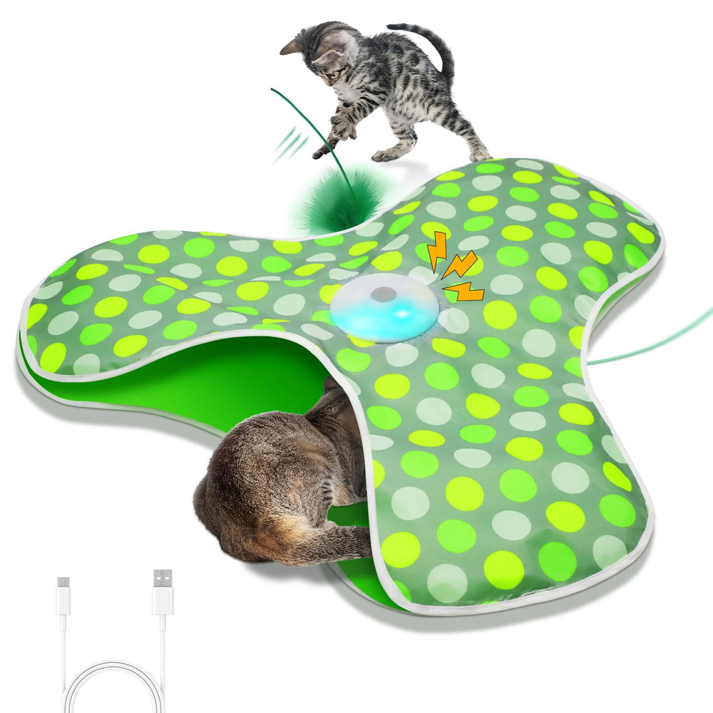 Sofolor Interactive Cat Toy mat with feather wand promotes active play and hunting instincts.