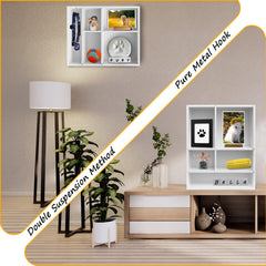 Sofunii Pet Memorial Shadow Box photo stand shows easy photo display alongside items.