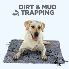 Soggy Doggy Doormat entryway placement demonstrates large 36x60 size for wide doors