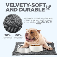 Soggy Doggy Slopmat quick-dry chenille helps your feeding area stay odor-free