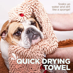 Soggy Doggy Super Shammy Dog Towel fast-drying feature helps reduce lingering odors after walks.