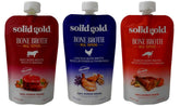 Solid Gold Bone Broth Chicken Lavender Chamomile pouch enhances flavor and gut comfort.