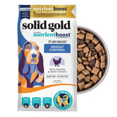 Solid Gold Healthy Weight Management chicken kibble shows flavorful bites for weight control.