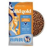 Solid Gold high-protein kibble close-up for active cats.