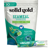 Solid Gold lickable treats tube pour shows creamy texture for convenient cat rewards.