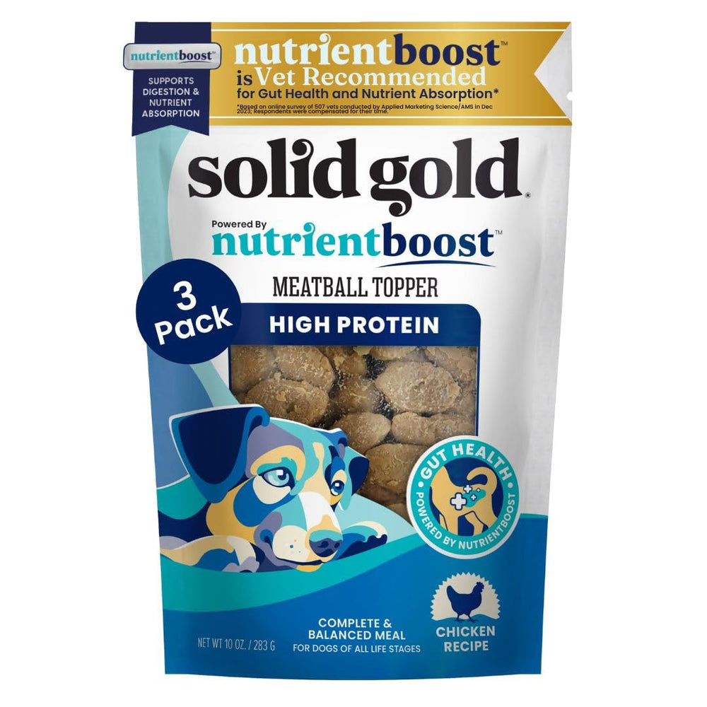Solid Gold Meatball Topper chicken-pour enhances flavor for picky eaters