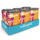 Solid Gold real-chicken-image highlights high-protein source for lean muscle in dogs