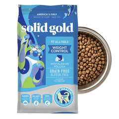 Solid Gold Weight-Management Kibble Bowl supports portion-controlled meals for satiety and lean muscle