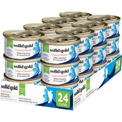 Solid Gold wet cat food pate coconut oil with real chicken for healthy energy.
