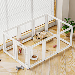 SOLOWINNER Clear Puppy Playpen front view showing bright, observable space for supervision.