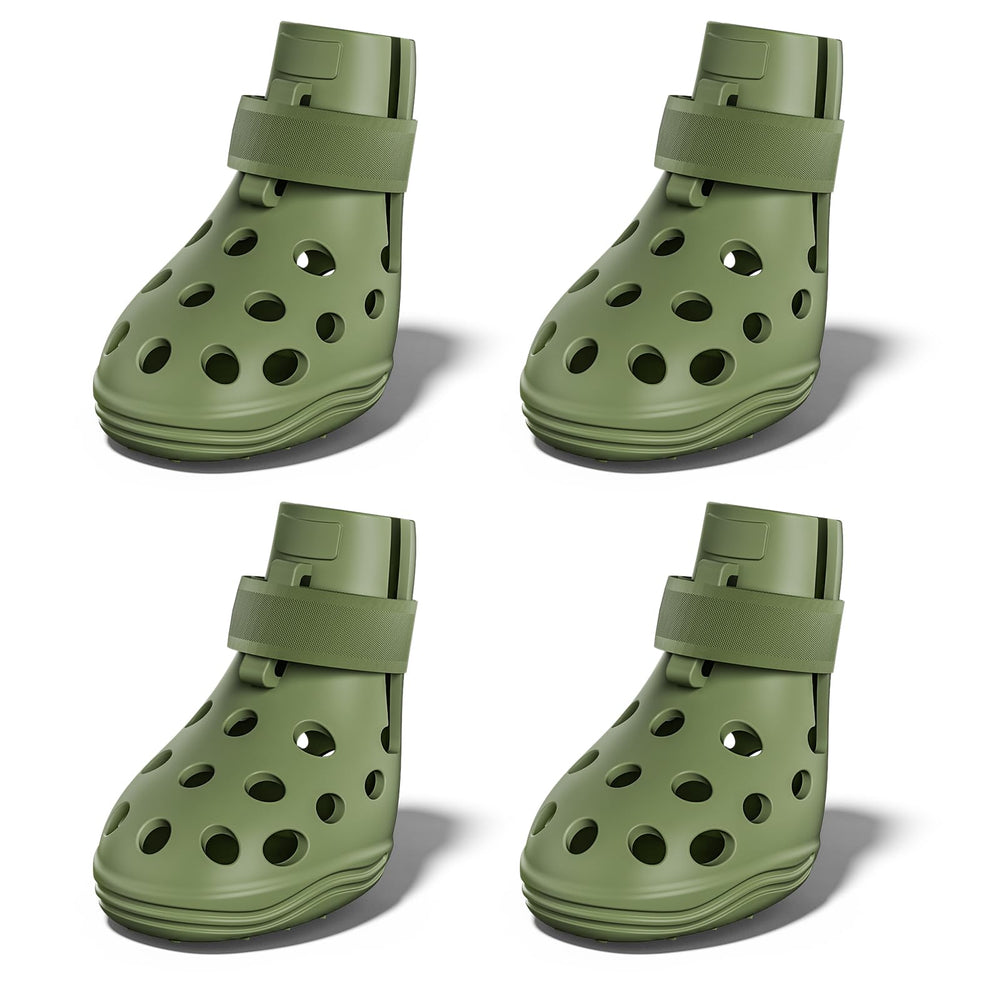 SOLOWINNER dog shoes on hot pavement protect paws with breathable silicone comfort.