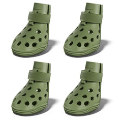 SOLOWINNER dog shoes on paw showing breathable silicone surface for hot pavement protection