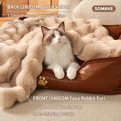 SOMAHE cat blanket 21x18in coffee in carrier for travel