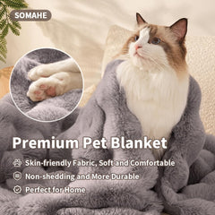 SOMAHE cat blanket 21x18in grey on couch protects furniture.