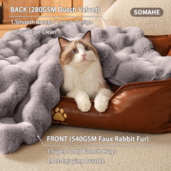 SOMAHE dog blanket on grey couch illustrates versatile use and furniture protection