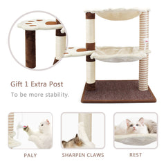 SONGWAY plush hammock on the cat tree provides a cozy resting spot