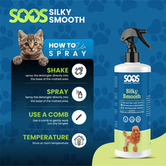 SOOS Pet Silky Smooth detangler in action with brush improving glide.