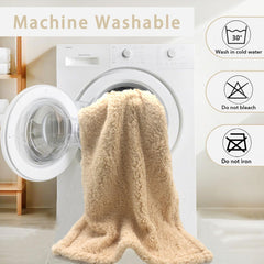 SORKUT paw-print design blanket beige protects furniture from shedding.