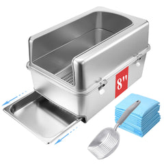 Sorstrem 8-in sifting pull-out litter box top view for easy waste disposal.