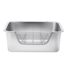 Sorstrem stainless steel sifting litter box grid closeup reveals smooth surface for stain-free cleaning