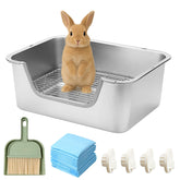 Sorstrem stainless steel sifting litter box rabbit front view shows spacious area for comfortable littering