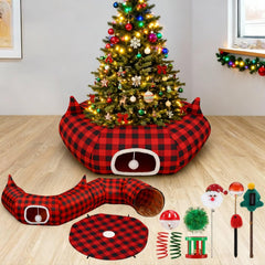 Sosation Christmas cat tunnel 34in provides a cozy hideaway for curious cats