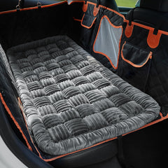 Soulbond backseat pet bed mat fabric close-up showing plush surface for cozy car rides