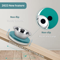 SoulThink bowl tray two colors turquoise-green demonstrates easy water vs food distinction