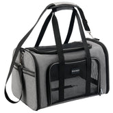 Soundy dog carrier under-seat profile for airline travel and easy access.