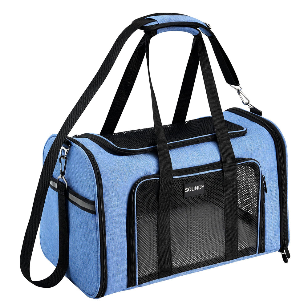 Soundy large cat carrier top view shows sturdy frame for secure travel