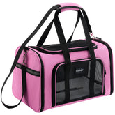 Soundy Large Pink Cat Carrier closed view shows sturdy frame and soft texture