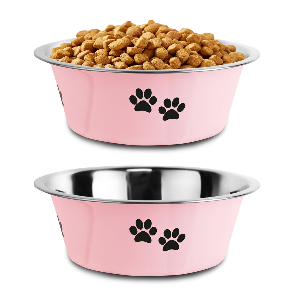 SOUXU plato para perros de acero inoxidable rosa, 29oz, comodidad al comer