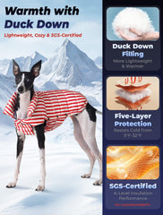 SPACE LION dog puffer jacket side chest panel flexible fit for various body types
