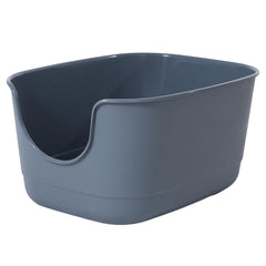 SpaceTime extra large litter box with high sides traps litter and splashes for a cleaner floor