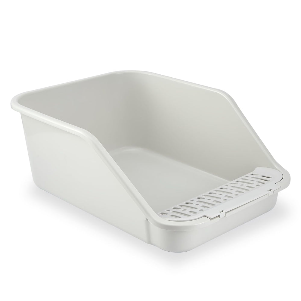 SpaceTime large cat litter box with high sides grey for containment and reduced spills