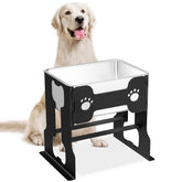 Spacnom elevated dog water bowl on stand promotes comfortable drinking posture.