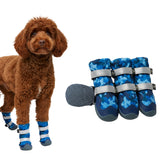 Spark Paws dog boots blue camo waterproof with secure fit for adventure