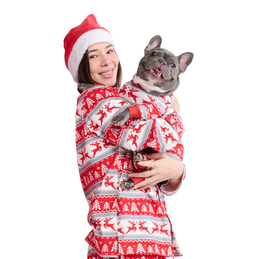 Spark Paws Christmas matching dog-owner pajama top hero showcases festive comfort for family photos.