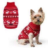 Spark Paws Dasher Red sweater front view emphasizes cozy knit for festive walks.