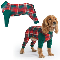 Spark Paws dog Christmas pajama 4way stretch close-up for comfortable movement.