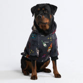 Spark Paws dog hoodie close-up of butter-stretch fabric for flexible movement.