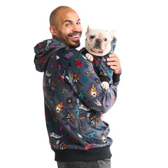 Spark Paws Dog Hoodie discreet leash opening allows easy harness attachment.