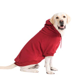 Spark Paws Dog Hoodie front view in burgundy shows soft butter-stretch fabric and cozy fit.