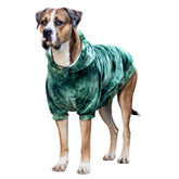 Spark Paws dog hoodie green-skydye close-up fleece interior for cozy warmth.