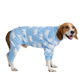 Spark Paws dog pajama front view with Snowy Polar Bear print, warm nightwear