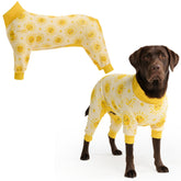 Spark Paws dog pajama front view shows ultra-soft 4-way stretch for cozy, flexible movement.
