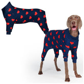 Spark Paws dog pajama heart pattern front shows cozy secure fit for restful nights