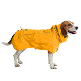 Spark Paws dog raincoat full-coverage keeps dogs dry and cozy in rain.