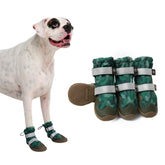 Spark Paws dog shoes in green camo pack showcasing rugged all-terrain design